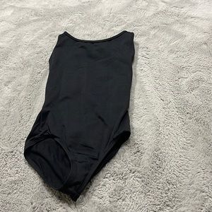 Black ballet leotard with cross strap back